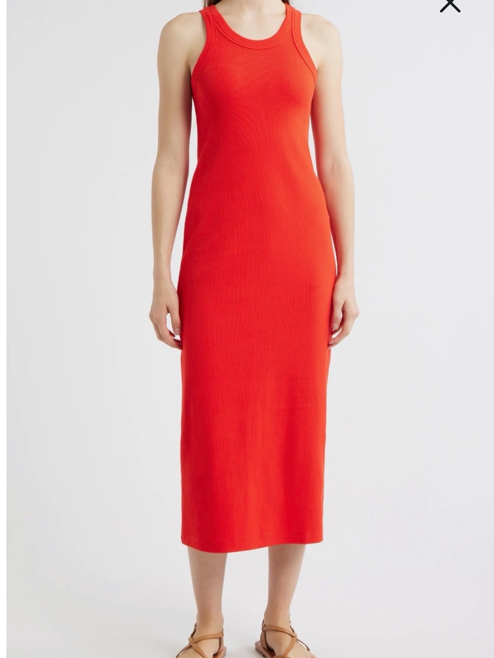 Alex Mill Everyday Rib Stretch Cotton Midi Tank Dress Red Dress Sz S - Picture 4 of 11